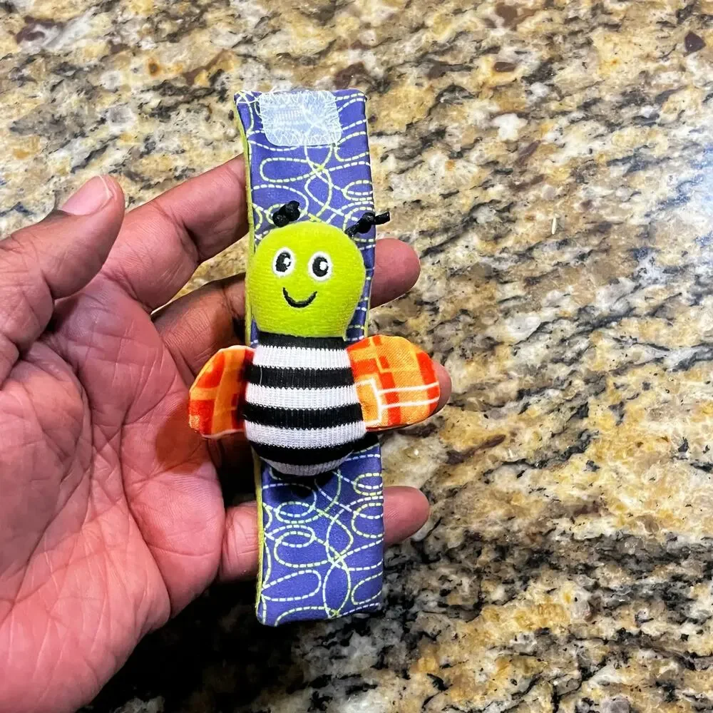 Infant Plush Wristband Toy 3 Lot Developmental Bee‎ Striped Spider Floral